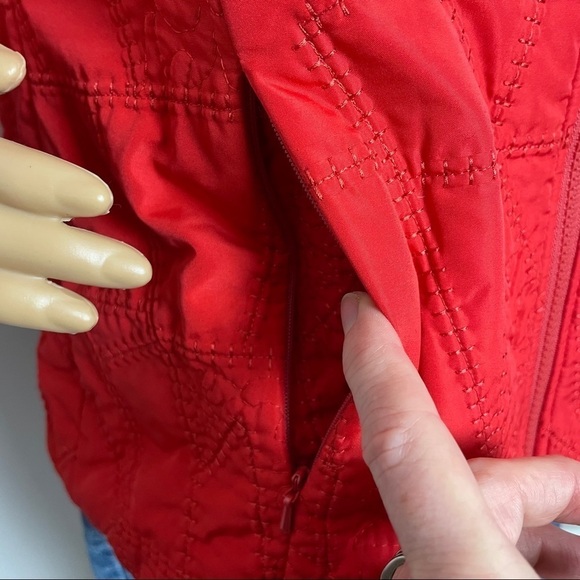 Coldwater Creek Grannycore Sweater Jacket – Quilted Front – Zip Up – Red – Size - Picture 6 of 16